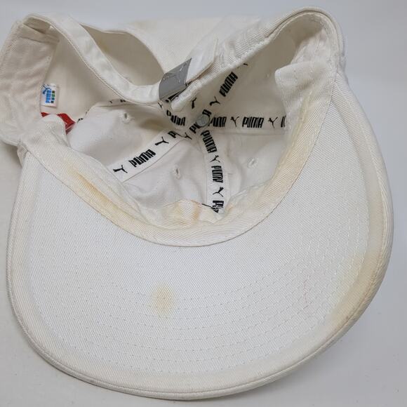 Puma Slideback Baseball Cap White One Size Adjustable Embroidered Vented Holes - Picture 7 of 9